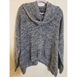 Express Women's M/L Cowl Neck Sweater Grey/Green Knit Wool Mohair BlendOversized